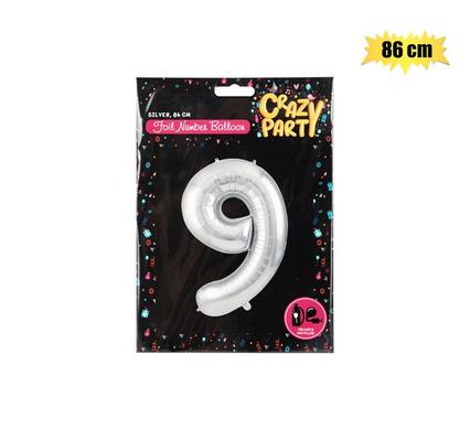 Balloon helium foil silver 9 86cm f-03