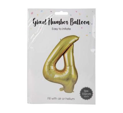 Balloon helium foil gold 4 102cm f-04
