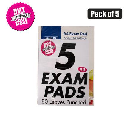 Book exam-pad 80-sheets punched 5pk