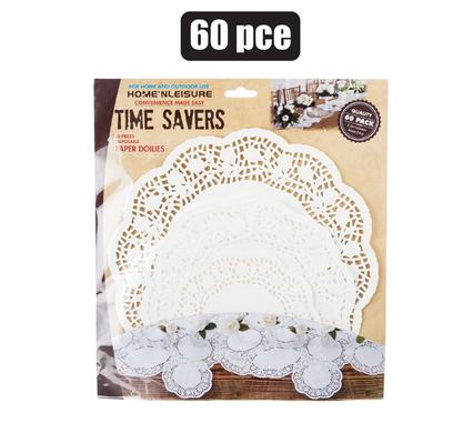 Doilie paper rnd white 60pc (15/20/25cm)