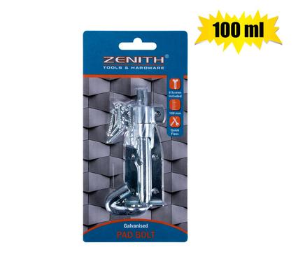 Pad-bolt galv 100mm+screws zenith