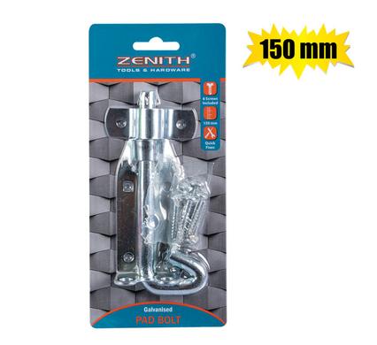 Pad-bolt galv 150mm+screws zenith