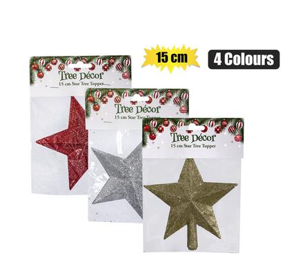 Xmas tree decor star tree topper 15cm