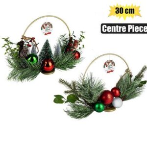 Xmas table decor pine centre piece 30cm
