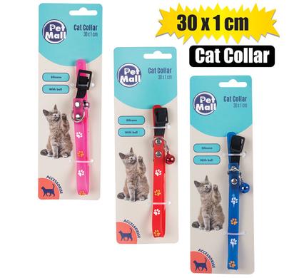 Pet cat collar silicone 30x1cm asstd