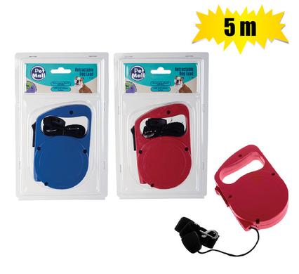 Pet dog-lead nylon 5.0m auto-retractable