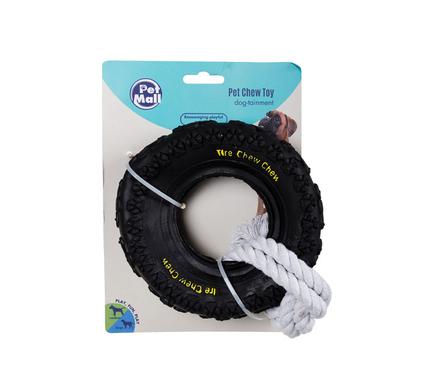 Pet dog-chew tyre large w/rope