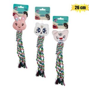 Pet puppy toy plush and rope tassle 26cm