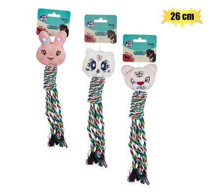 Pet puppy toy plush and rope tassle 26cm