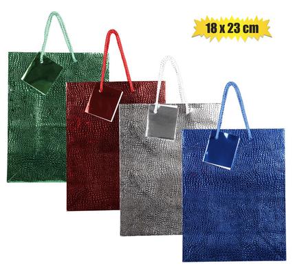 Gift-bag metallic paper med 18x23cm emb