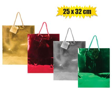 Gift-bag metallic paper lrg 25x32cm sol