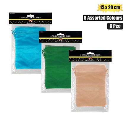 Gift-bag organza lrg 6pce 15x20cm