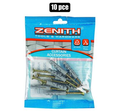 Curtain plugs + screws 10pce zenith