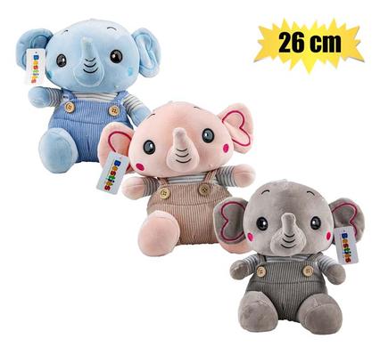 Plush wild elephant w/suspenders 26cm