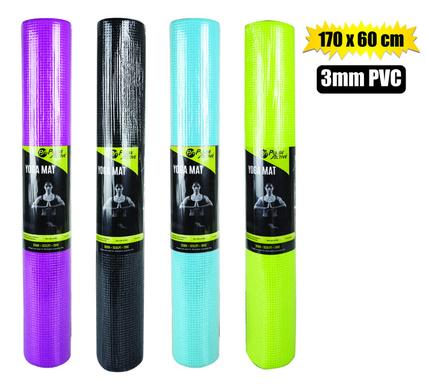 Fitness yoga mat 3mm pvc asstd