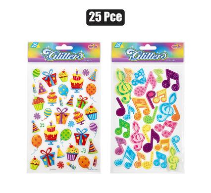 Sticker glitter 25pce asstd
