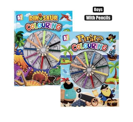 Book colouring boy w/pencils asstd