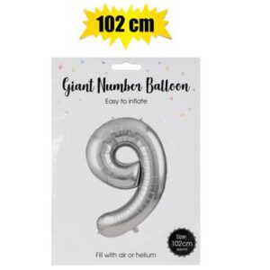 Balloon helium foil silver 9 102cm f-04