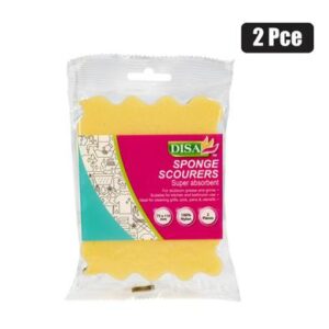 Scourer foam scalloped shape 2pc yellow