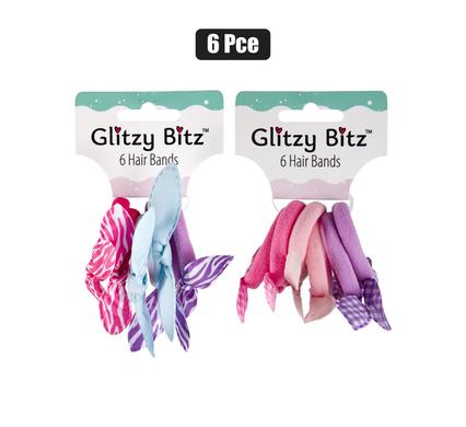 Hair band elastic bows 6pc