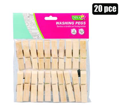 Washing pegs bamboo 70mm pack-20