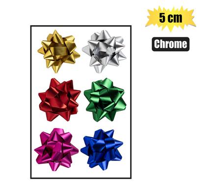 Gift-bow chrome asstd colours 5cm