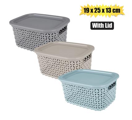 Basket pl pointy 19x25x13cm 3l w/lid