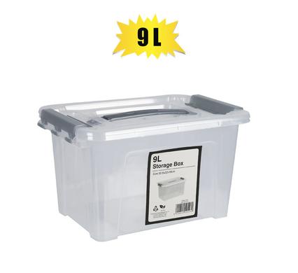 Storage box clear/grey 9l 32.5x22x18cm