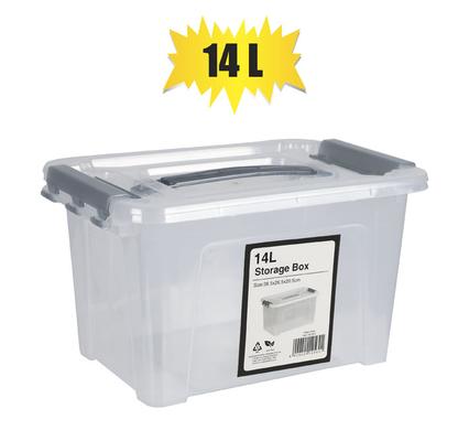 Storage box clear/grey 14l 38x26x20cm