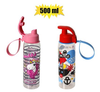 Water bottle 500ml unicorn/pirate asstd