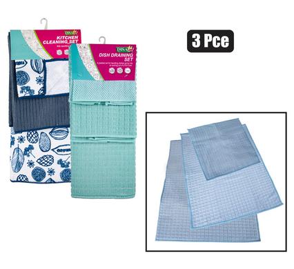 Dish draining mat microfibre 3pc set