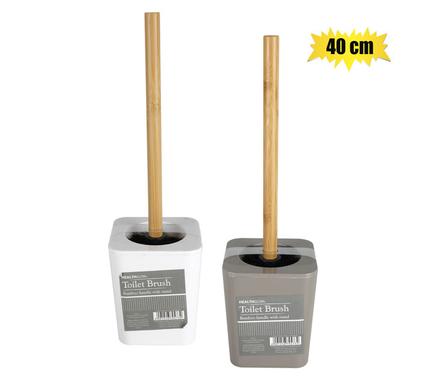 Toilet brush bamboo handle w/stand asstd