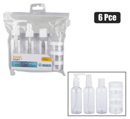 Travel bottle set in pouch 6pce
