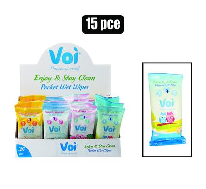 Voi hand-wipes cleanser 15pce