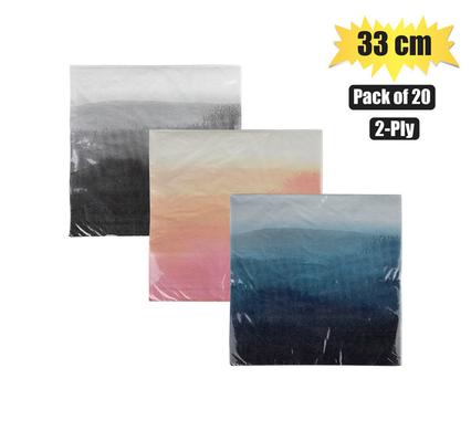 Serviettes 2ply 33cm 20pc ombre