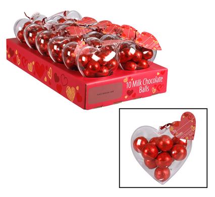 Sweet choc rp 10pc balls in heart 45g vd