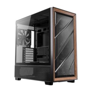 Antec FLUX ATX WOOD Mid Tower Gaming Chassis – Black